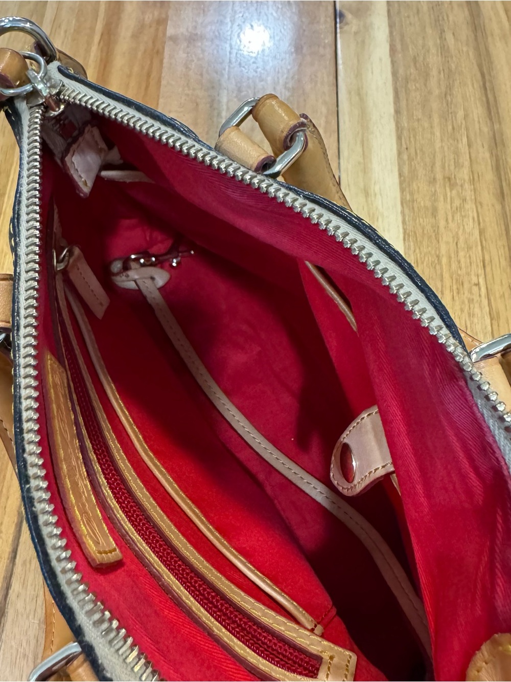 Dooney & Bourke Black Leather Satchel with Tan Accents - Picture 13 of 14